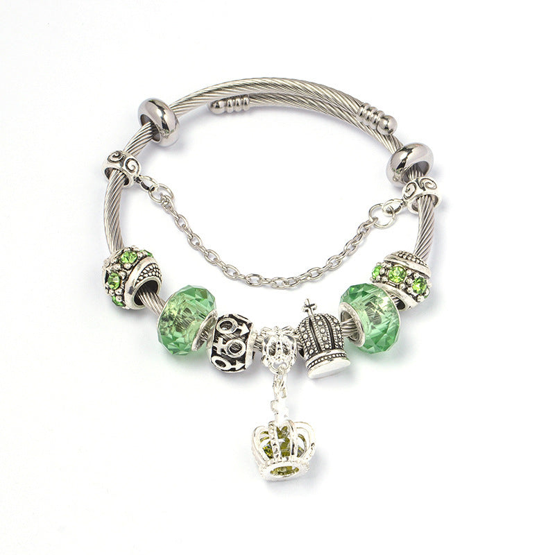 Colorful crystal Amazon Cross-border Crown beaded bracelet, handcrafted glass beads