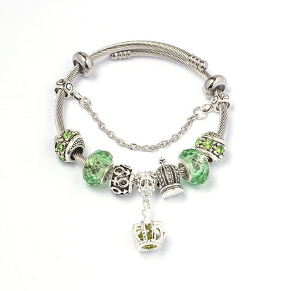 Colorful crystal Amazon Cross-border Crown beaded bracelet, handcrafted glass beads