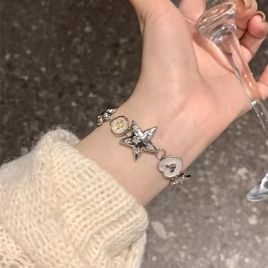 Star Heart Button Heavy Industry Crystal bracelet