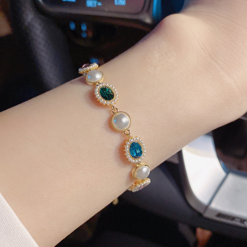 Retro colored pearl simple style elegant bracelet