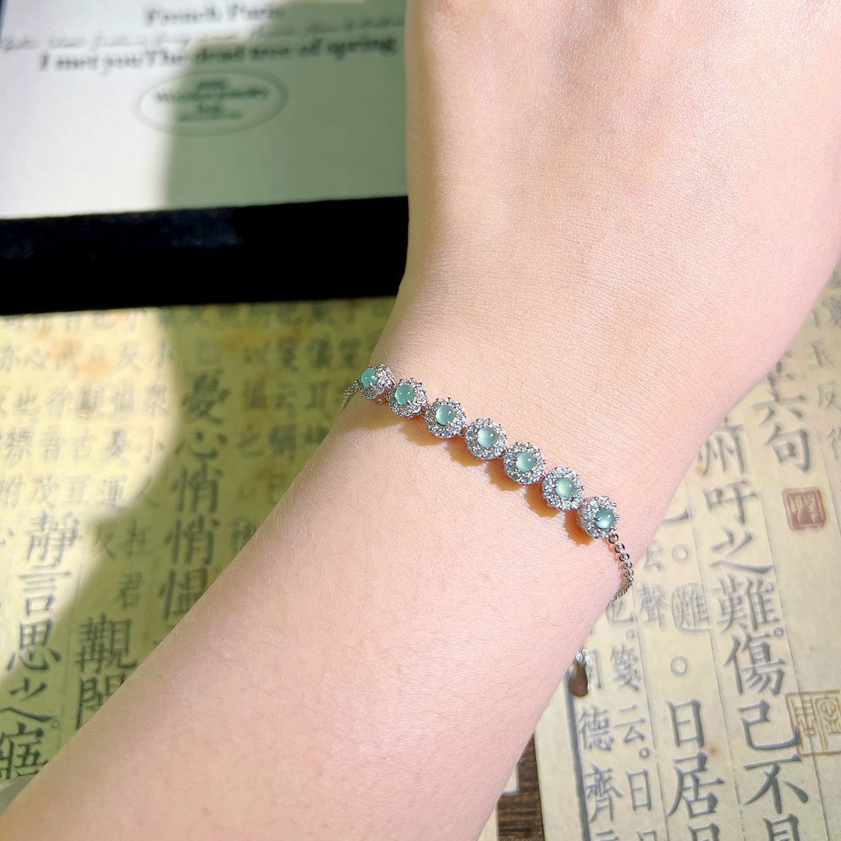 Natural blue water jade green bracelet