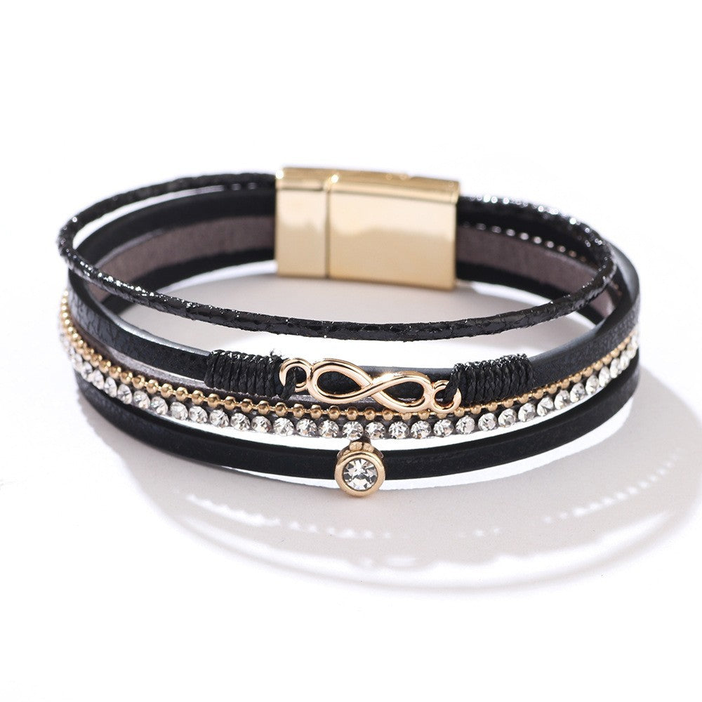 Cross bracelet with slightly set diamond magnetic clasp