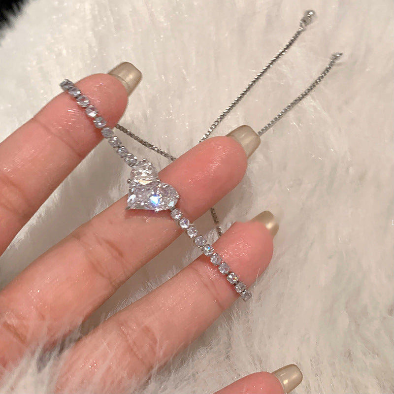 Zircon glass bead square heart adjustable bracelet