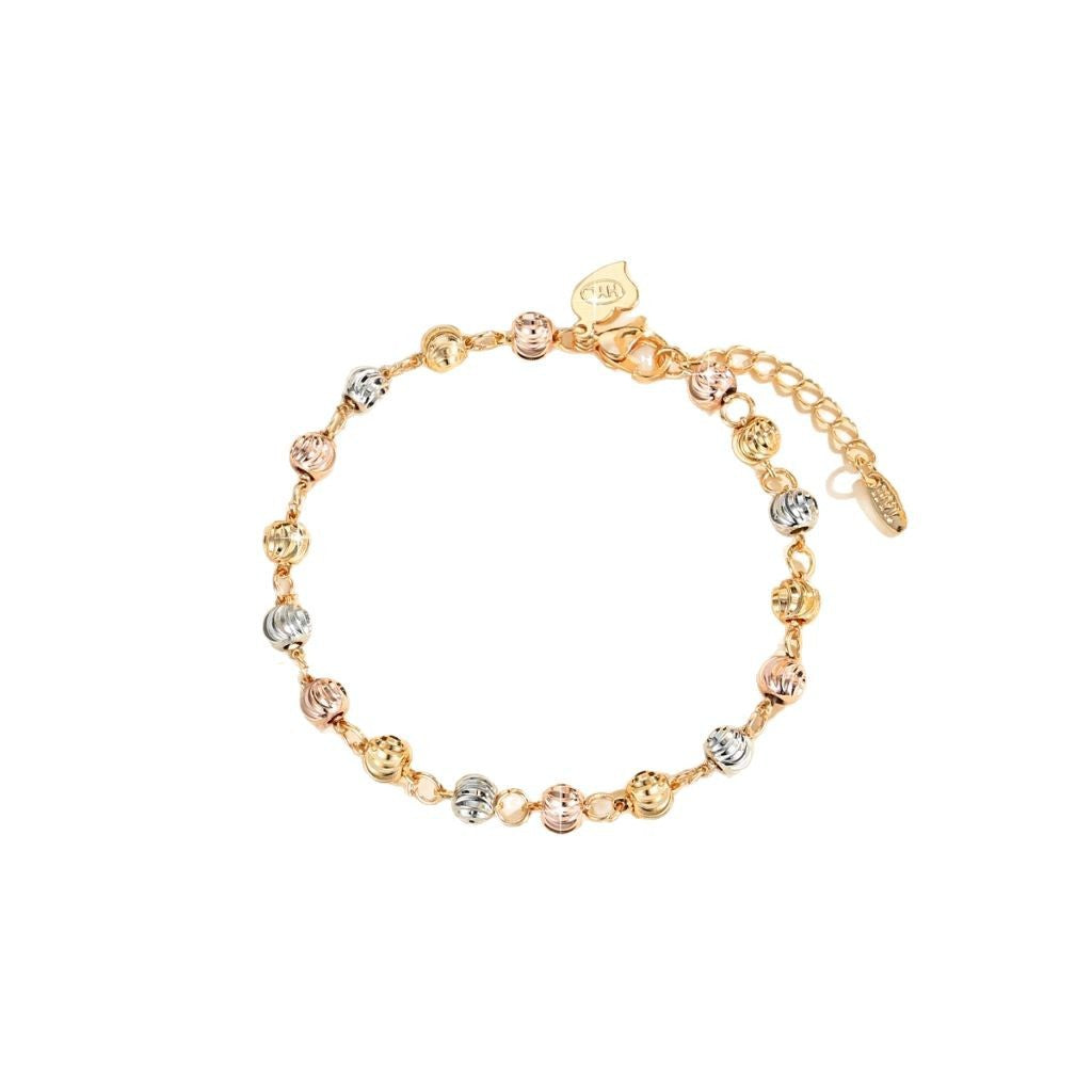 Copper gold-plated beaded bracelet with curved knife beads
