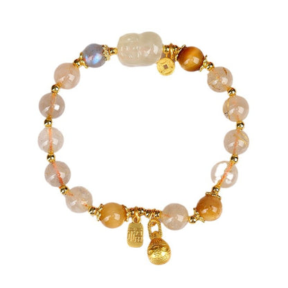 Natural gold rutile yellow crystal PI Xiu Gold Devouring Beast bracelet