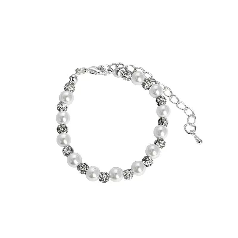 Starry sky pearls, silver beads strung together
