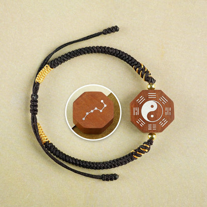 Jujube wood inlaid with silver, Tai Chi woven diamond knot bracelet