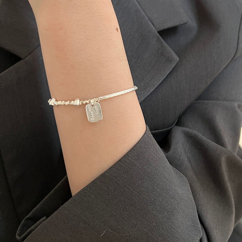 Broken silver bracelet for women, 925 sterling silver