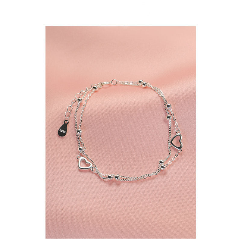 S925 Silver double-layer heart bracelet