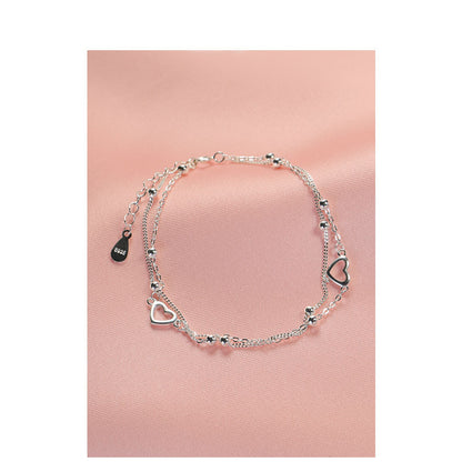 S925 Silver double-layer heart bracelet