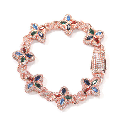 Four-leaf clover bracelet in zircon colors