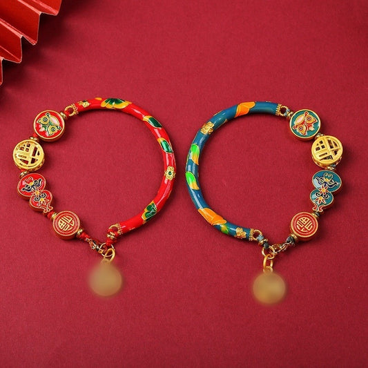 Color-preserving burnt blue half bracelet, a traditional Chinese trend sandgold bracelet