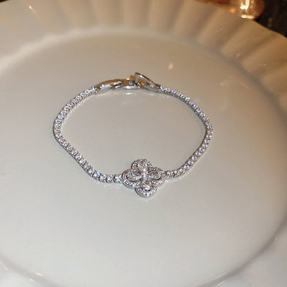 Zircon glass bead square heart adjustable bracelet