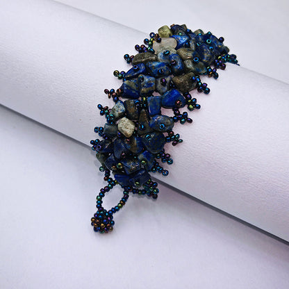 Handmade crushed stone beaded Bohemian hollowed-out rice bead crushed stone bracelet