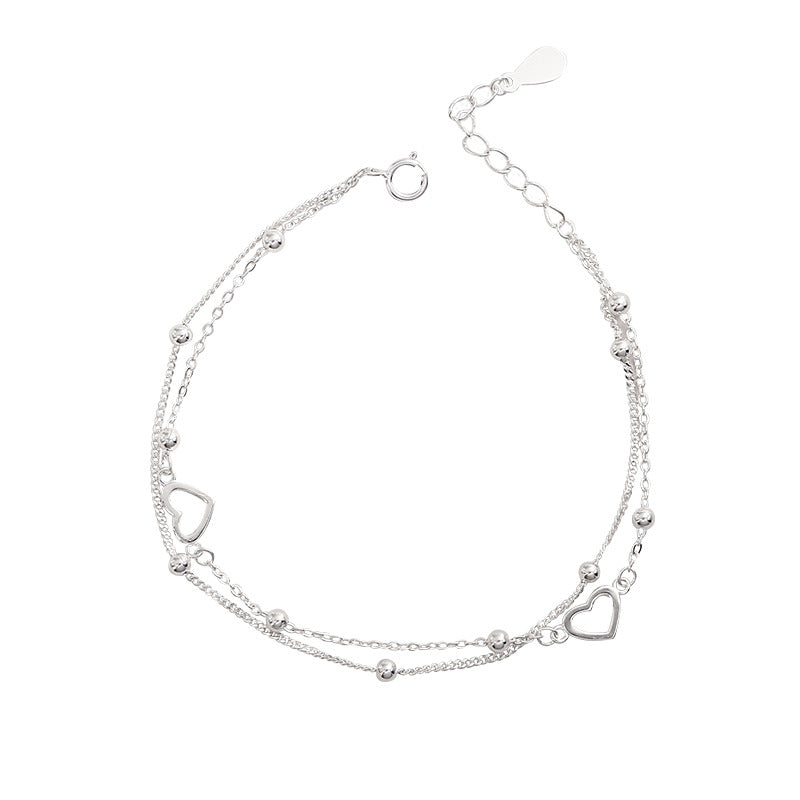 S925 Silver double-layer heart bracelet