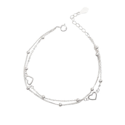 S925 Silver double-layer heart bracelet