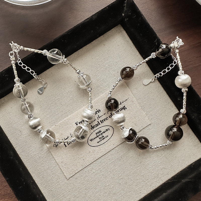 S925 sterling silver retro tiger's eye pearl bracelet
