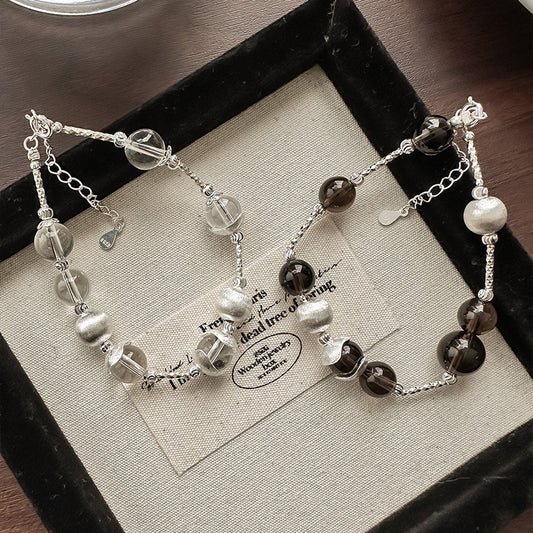 S925 sterling silver retro tiger's eye pearl bracelet