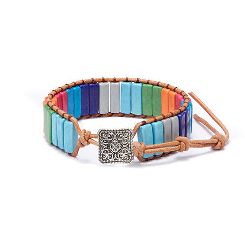 Hand-wound woven leather rope bracelet