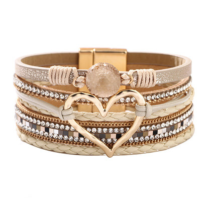 Cross bracelet with slightly set diamond magnetic clasp