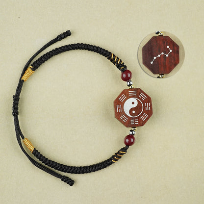 Jujube wood inlaid with silver, Tai Chi woven diamond knot bracelet