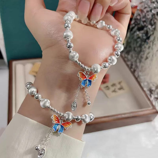 Butterfly cat's eye bracelet, enamel beaded for women