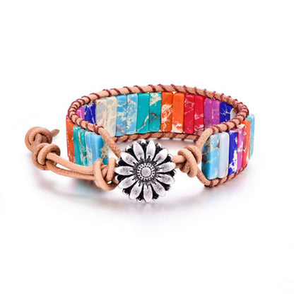 Hand-wound woven leather rope bracelet