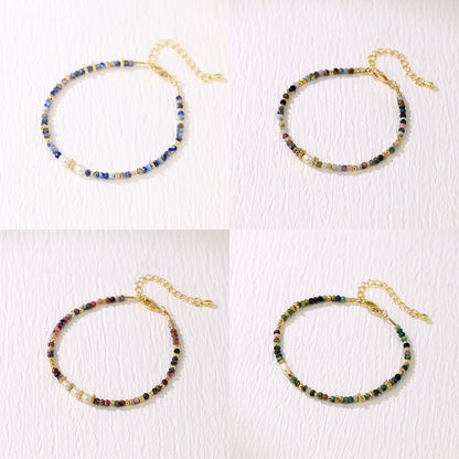 Semi-precious stone and pearl spliced bracelet