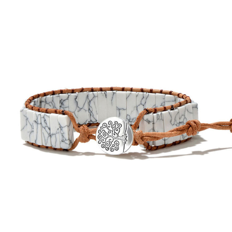 Hand-wound woven leather rope bracelet