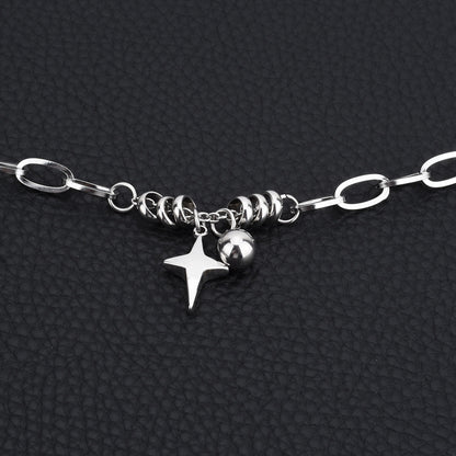 Titanium steel bracelet with a cross star sphere