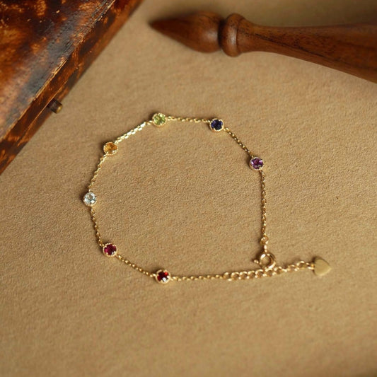 925 sterling silver plated with 18K gold colored zircon bracelet