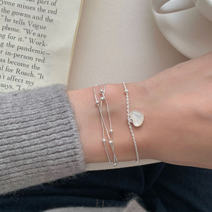 S925 sterling silver three-layer interlaced pearl snake bone bracelet