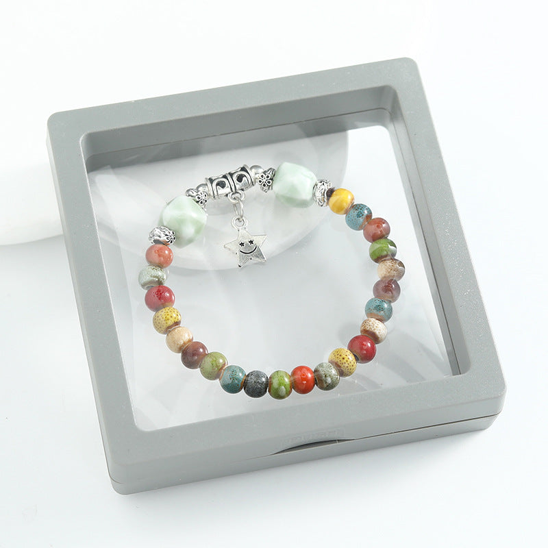 Ethnic-style ceramic beaded bracelet, artistic