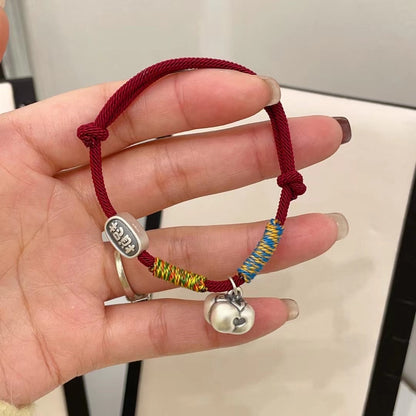 Good persimmons come true, everything goes well. 999 pure silver bracelet, red string for good luck, peace and prosperity