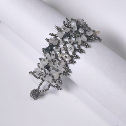 Handmade crushed stone beaded Bohemian hollowed-out rice bead crushed stone bracelet