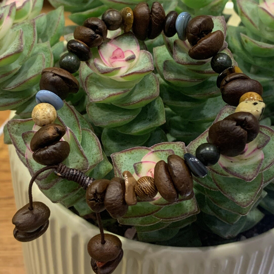 Real coffee bean bracelet, Melade-colored bracelet