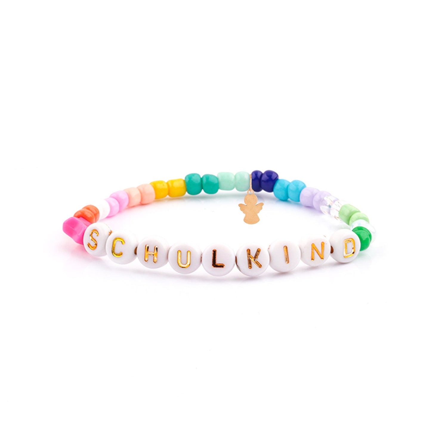 Unicorn pendant, colorful acrylic rice bead bracelet