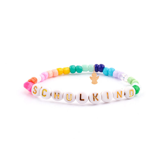 Unicorn pendant, colorful acrylic rice bead bracelet