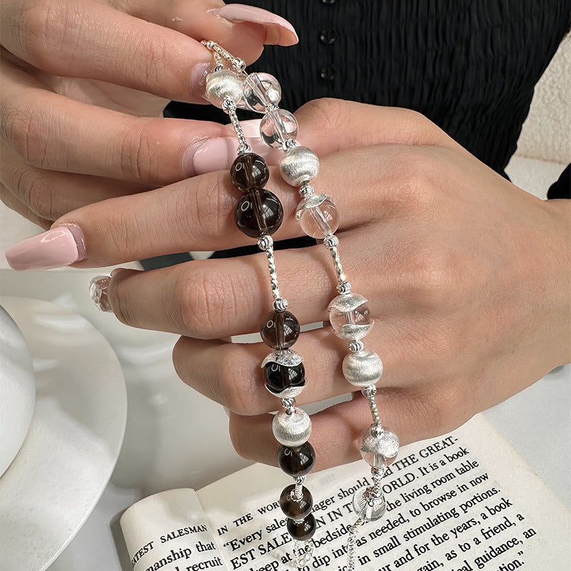 S925 sterling silver retro tiger's eye pearl bracelet