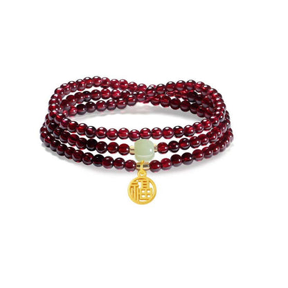 Natural stone wine red garnet bracelet