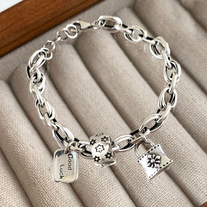 Irregular silver bean pearl ins bracelet