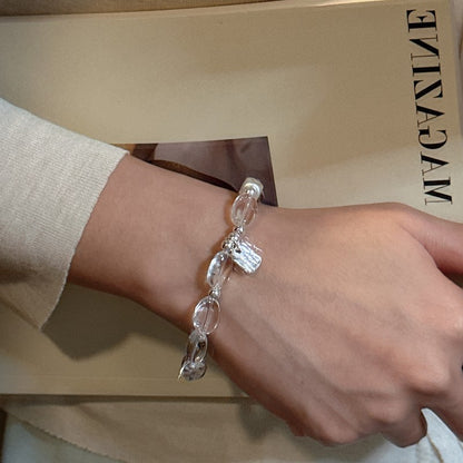 S925 pure silver white crystal bracelet