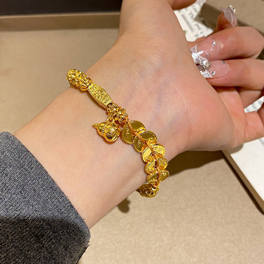 Ancient-style golden small gourd bracelet