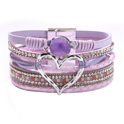 Cross bracelet with slightly set diamond magnetic clasp