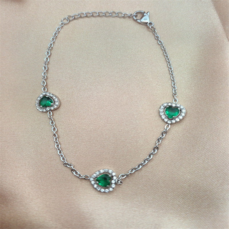 Dopamine-colored diamond set stainless steel bracelet
