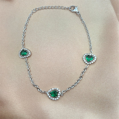 Dopamine-colored diamond set stainless steel bracelet