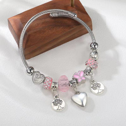 DIY beaded bracelet with multi-element stainless steel and copper alloy rhinestone