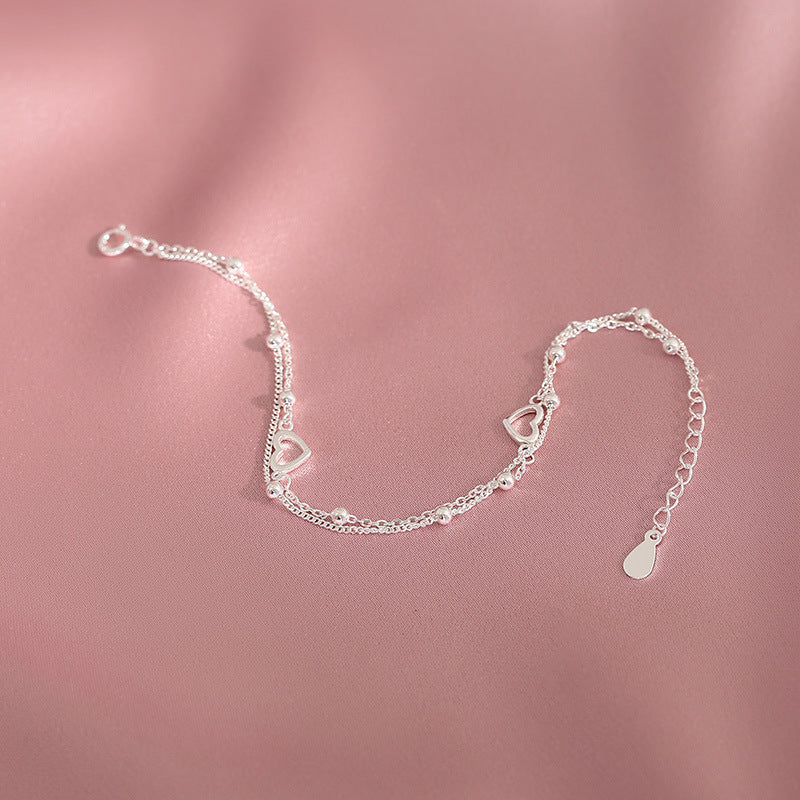 S925 Silver double-layer heart bracelet