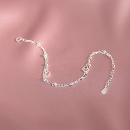 S925 Silver double-layer heart bracelet