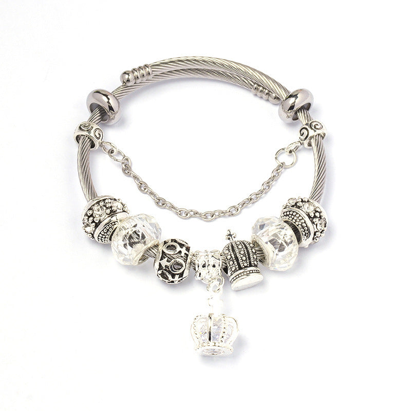 Colorful crystal Amazon Cross-border Crown beaded bracelet, handcrafted glass beads